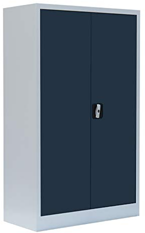 Flügeltürenschrank komplett montiert 120x80x38cm Metallschrank abschließbar Lagerschrank Aktenschrank 2 Fachböden 530298 Grau/Anthrazit
