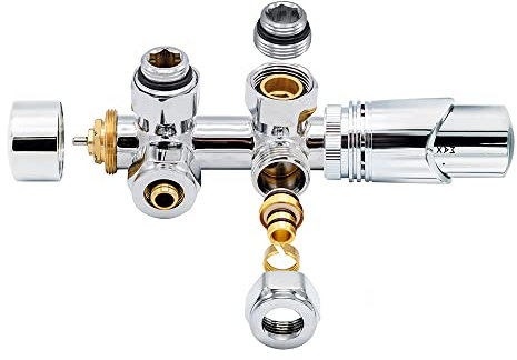 Anschlussgarnitur Mittelanschluss Multiblock Eck Chrom 1/2 PEX 16x2mm Konus M30