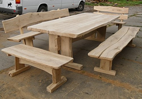KJR Holzmanufaktur Gartenmöbel, Sitzgruppe, Eiche, ca. 250cm mit 4 Bänke