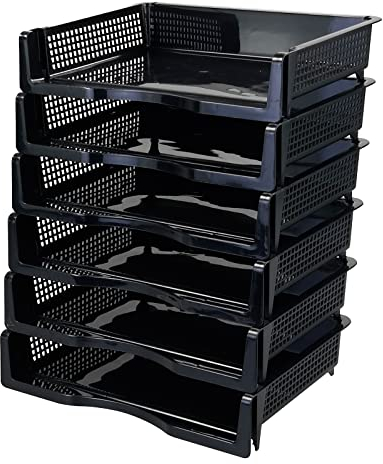 Minekkyes 6 Tier Office Paper Letter Tray, File Holder Document Storage Organiser, Black