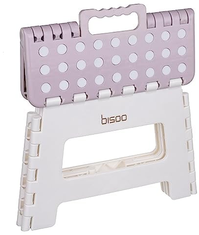 BISOO Tritthocker Kinder - Klapphocker Faltbar 120Kg für Bad & Küche - Hocker Klappbar für Kinder & Erwachsene - Fußbank mit Anti-Rutsch-Oberfläche - Klapptritt Sicherheit - Trittschemel Rose