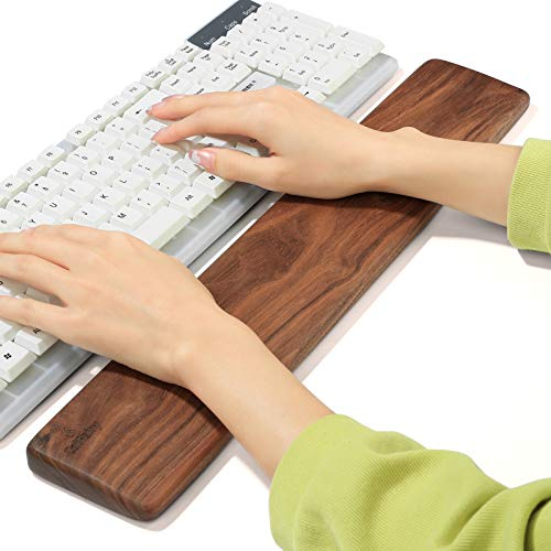 Holz-Tastatur-Handballenauflage, Tastatur-Handballenauflage, Walnuss-Handgelenkauflage, Massivholz-Mauspad, Handgelenkauflage, Handgelenkauflage für Tastatur, (Schwarz Walnuss, 17,3 Zoll)