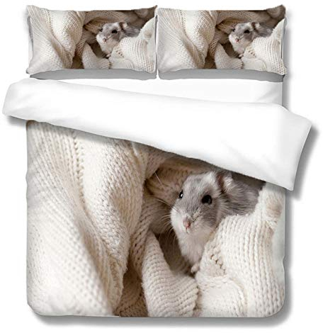 Gzsyb Bettwäsche Bettbezug Set 135x200 cm Mikrofaser - Hamster - 3D Digital Drucken Bettbezüge Set und Kissenbezug Betten Schlafzimmer - 1 Bettbezug + 1 Kissenbezüge