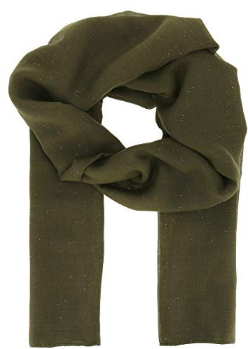 moonbow Khaki grüner Damen Schal Tuch Pailletten 20% Baumwolle 80% Viskose - Langer und Rechteckiger Maxi Schal 180cm x 70cm - Glitzernder Original Tücher Modern und Modisch - Hochzeit Stola