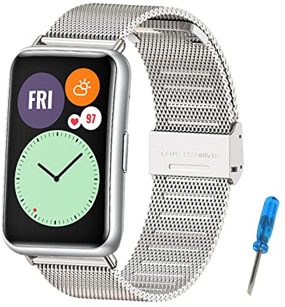 MIJOBS Cinturino di Ricambio in Metallo Compatibile con Huawei Watch Fit & Huawei Watch Fit Elegant & Huawei Watch Fit New Cinturino in Acciaio Inossidabile per Orologio Huawei Watch Fit