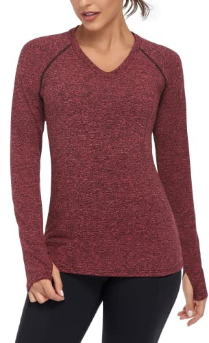 Soneven T-Shirt Thermique à Manches Longues pour Femme - Pull Fonctionnel pour l'hiver - en Polaire - Manches Longues - Haut Base Layer de Sport Top de Course Fitness