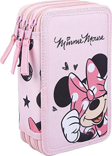 CERDÁ LIFE'S LITTLE MOMENTS - Estuche Escolar 3 Compartimentos Niña de Minnie Mouse | Incluye Todo el Material Escolar Necesario para Preescolar y Primaria - Licencia Oficial Disney