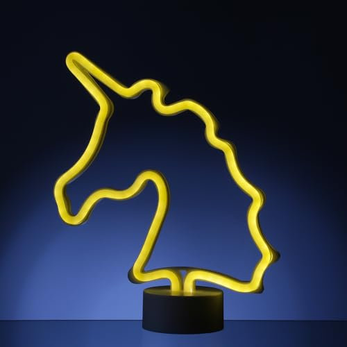 MARELIDA LED Neon Figur Einhorn LED NEON Figur Neonlicht Neonschild Leuchtfigur Kinderzimmer Batterie USB 30cm (Einhorn)