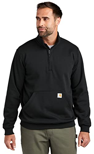 Carhartt Felpa con Zip a Maniche Corte, vestibilità Larga, Taglia Media Maglia di Tuta, Nero, XL Uomo