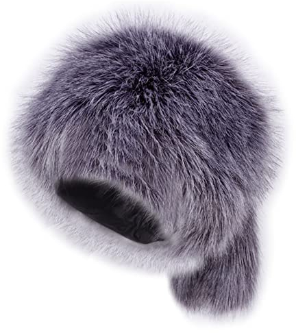 YJZQ Fellmütze Damen Pelzmütze Russische Kunstpelzmütze für Damen Faux Fuchs Warm Weich Wintermütze Winter Ski Fellmütze Eleganter Kosakenstil