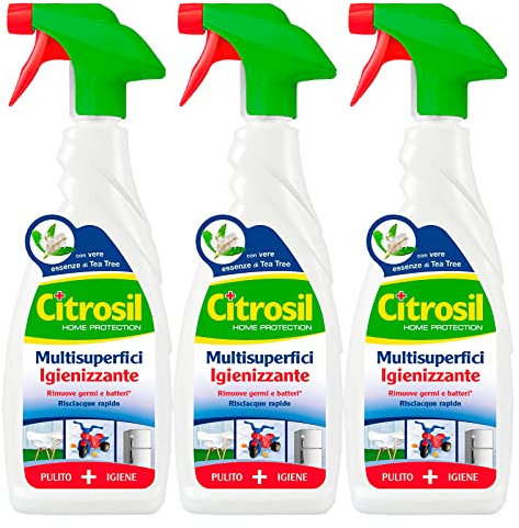 Citrosil Home Protection - Spray Igienizzante Superfici Multiuso con Vere Essenze di Tea Tree, Elimina Germi e Batteri, 650 ml x 3 Pezzi
