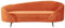 3er Sofa Samt orange gebogen oval mit schwarzen Metallbeinen Retro Glam Savar
