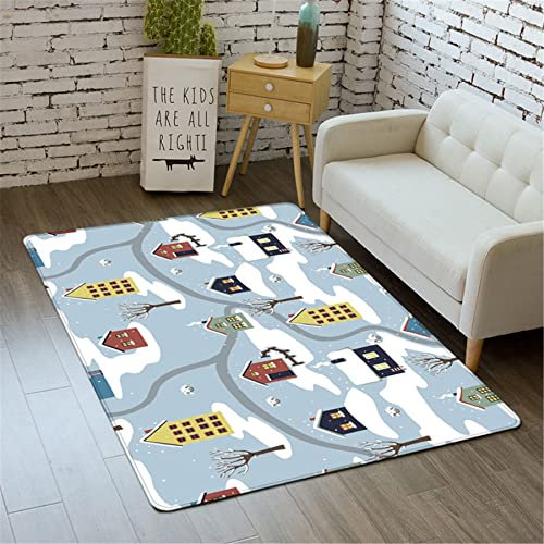 Kinder Teppich Spielmatte Teppich, Jungs Mädchen Schlafzimmer Spielen und lernen mit Mehrfarbige Tiere, Straße Verkehr Flächenteppich Flanell Rutschfest Waschbar Kriechmatte (Farbe 3,160x200 cm)