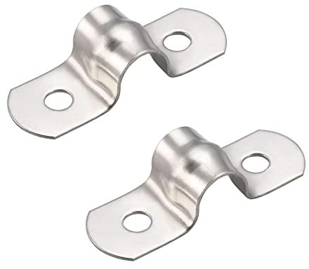 TOP-Vigor 25Pcs 8mm(0.3) Rigid Pipe Strap 2 Holes Tube Straps 201 Stainless Steel U Bracket Tension Tube Clip Clamp for Pipe Fixing