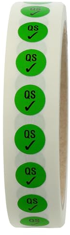 Qualitätssicherungsetiketten - QS - Ø 12,5 mm - 1.000 QS-Etiketten auf Rolle, Polyester grün, selbstklebend
