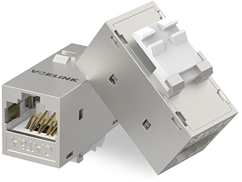 VCELINK RJ45 Kupplung Keystone Werkzeuglos, Cat6A Cat6 LAN Kabel Verbinder, Buchse zu Buchse LAN Verlängerung Geschirmt für Ethernet Wandplatte und Netzwerk PatchPanel, 2 Stück