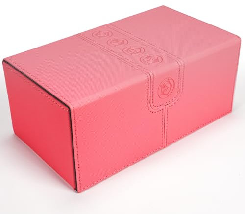 AFIING Caja de mazo Mtg con bandeja de dados, caja de comandante Mtg 200 ajustes + tarjetas de doble manga, gran almacenamiento de tarjetas de comandante mágico TCG con espaciosas bandejas de tarjetas