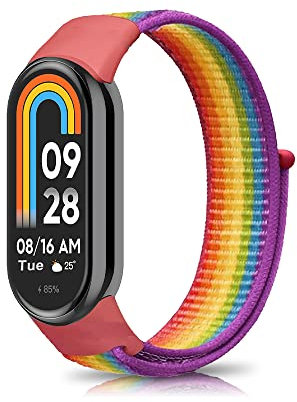 Niboow Cinturino per Xiaomi Smart Band 10/9 / 8, Uomini Donne Ricambio Regolabile Watch Band, Sport Nylon Traspirante Cinturino per Xiaomi Mi Band 10/9 / 8 - Arcobaleno