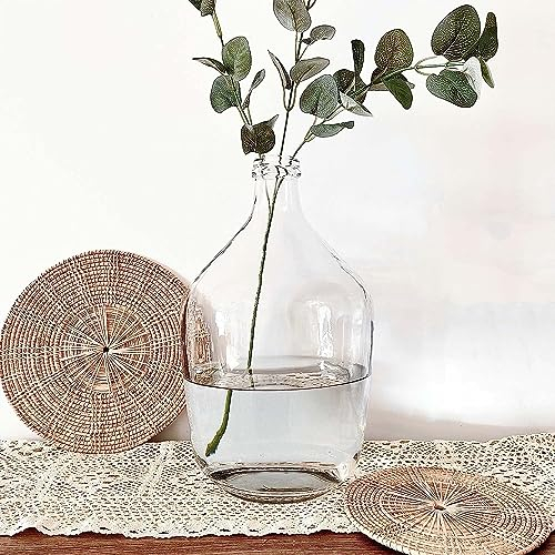 Eathtek Große Glasvase, transparent für Dekoration, große Glaskrug, Bauernhaus-Stil, großer Bauch, große klare Glasvase, Tischplatte, Schlafzimmer, Tafelaufsätze, dekorative Blumenbodenvase