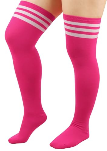 DRESHOW Plus Size Women Thigh High Socks Striped Over Knee Long Boot Stockings Knee High Socks Leg Warmers