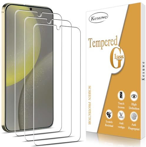 Kesuwe 3 Pièces Verre Trempé pour Samsung Galaxy S24 5G, Anti Rayures | Compatible Empreinte Digitale ID, 9H Dureté, Ultra Résistant, HD Ultra Transparent, Sans Bulles