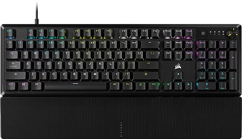 Corsair K70 Core RGB Mechanische Gaming-Tastatur mit Handauflage, vorgeschmierte MLX rote lineare Tastenschalter, Schalldämpfung, Mediensteuerung, iCUE-kompatibel, QWERTY NA-Layout, Schwarz