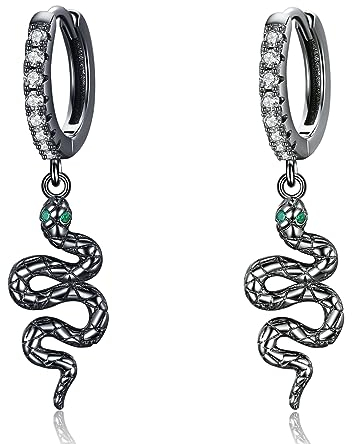Schlange Tropfen Ohrring, 925 Sterling Silber Vintage Schlangen Huggie Creolen Ohrringe Schmuckstücke für Frauen