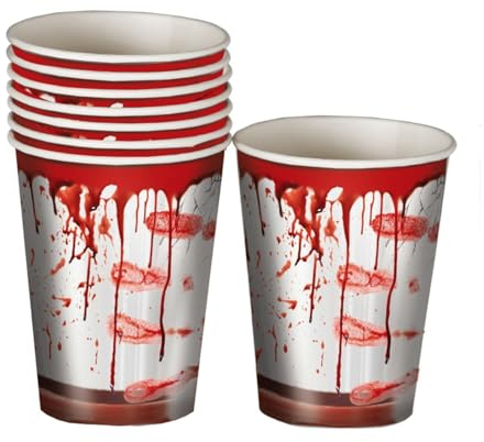 PARTY DISCOUNT NEU Papp-Becher Blut-Spritzer, 6 Stk., ca. 240ml