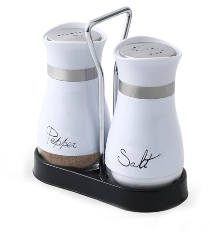 CCHONG Pack of 2 Salt and Pepper Pots Salt and Pepper Shaker Salt and Pepper Set Salt Shaker Salt Pot Kitchen Accessories (White)
