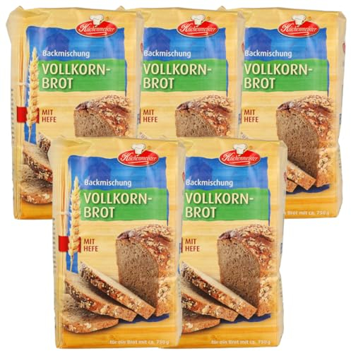 Vollkornbrot Brotbackmischung von Frießinger Mühle, 5x500g, für den Backofen, Holzofen oder Brotbackautomaten.
