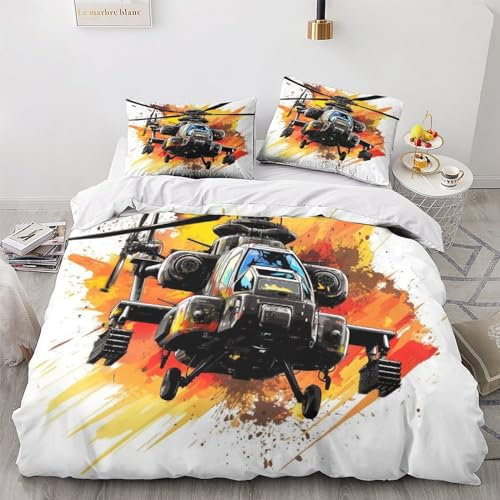 GEEYOU Hubschraubers Bequem Bettbezug Weichs Hubschrauber Bettwäsche Sets Aus Mikrofaser Steppdeckenbezug Bügelfrei & Knitterfrei Bedding Set Mit Reißverschlus Double(200x200cm)