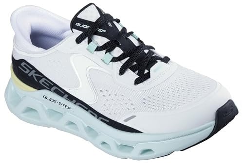 Skechers Glide-Step Atlus Hands Free Slip-ins, Zapatillas Mujer, White Synthetic/Mesh/Multi Trim, 39 EU