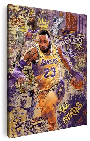 Artmazing | Lebron James Bild Bunt | S-Art Bilder Modern | Leinwandbild XXL für Wohnzimmer | Wandbild Deko | Buntes Poster für Wand