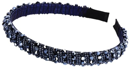 LEEQ Haarreif für Damen - Haarreif mit Kristallperlen Stirnband Haarschmuck Haarreifen für Partei Abschlussball(Dunkelblau)