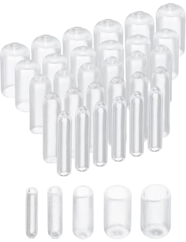 QUARKZMAN 50Pcs Embouts Ronds en Caoutchouc 1/8 3/16 1/4 5/16 3/8 (3mm 5mm 6mm 8mm 9.5mm) Protège-Vis en Vinyle Transparent pour Couvrir Les Filetages