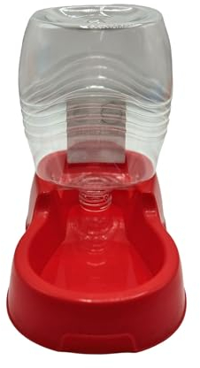 Pet Guru® Pet Dog Gravity Water Bowl Dispenser Plastic Automatic Pet Water Feeder Dispensers Self Feeding Water Station For Pet Dogs Puppy & Cats (RED, 500ML)