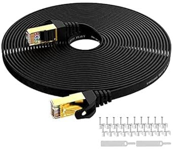 Lovicool CAT 6 Ethernet Kabel 15m,Flach Lan Netzwerkkabel 1000Mbit/s RJ45 für PS5 Router Modem TV Switch Laptop-schwarz