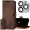SURAZO Wallet Handyhülle für Apple iPhone 16 Pro Hülle Leder – Echtleder Schutzhülle mit Pfote Motiv – RFID Klapphülle [Magnet, Standfunktion, Kartenfach, Kameraschutz] Flip Cover Case Lederhülle