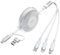 3-in-1 Retractable Multi Charging Cable, 100W Fast Charging USB-C/A to Lightning/USB-C/Micro USB Phone Charger Cord for iPhone 16/15, Samsung, MacBook, iPad （White）