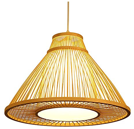 Lampe à suspension en bambou Lustre de créativité E27 18 pouces Lustre Lanterne Chapeau de paille Grand plafonnier pour salon Tatami Restaurant Café Salon de thé Bar Salle à manger Club Luminaire