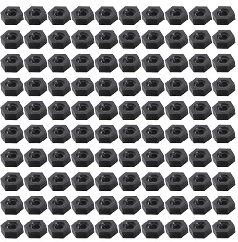 Lyeteung 100 Stücke M2.5 Sechskant Vollmuttern Metrische, Nylon Sechskantmuttern, Kunststoff Sechskant Mutter, Schwarz