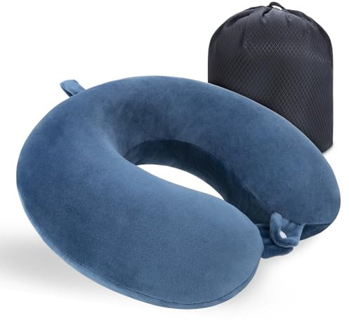 KAIRNOBLE Travel Pillow for Rest Neck Pillow for Airplane Flight Pillow Memory Foam Travel Pillows Neck Cushion Compact Lightweight Quick Pack (Blue)