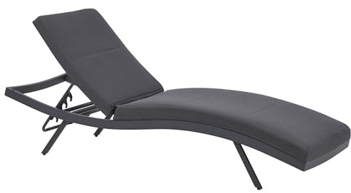 Beliani Modern Garden Sun Lounger Reclining Aluminium Frame Padded Dark Grey Amelia
