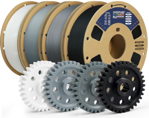 OVERTURE PLA PRO Filament 1,75 mm PLA+ Grautöne-Set, 4 kg | Robust | Harmonische Neutraltöne • Für Prototypen und Architekturmodelle • ±0,02 mm Maßgenauigkeit • FDM-kompatibel