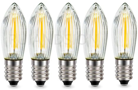 Ruiandsion 5er-Pack E10 AC 6V Mini-Schraubsockel Lampen - Niedervolt Dekorationsbeleuchtung für Modelleisenbahnen, Vintage-Lampen, Weihnachts-Lichterketten, Puppenhaus-Beleuchtung, Warmweiß