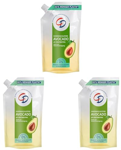 CD Avocado Waschlotion im Nachfüllbeutel 500ml – Pflegende Lotion für eine feuchtigkeitsspendende Reinigung – Vegan und seifenfrei, 500 ml (Packung mit 3)