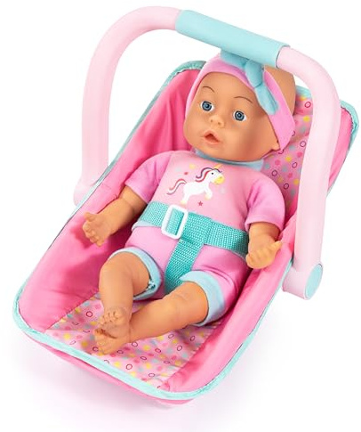 Bayer Design Babypuppe, 35 cm, mit Puppenautositz und integriertem Gurt | weicher Körper, Puppentrage, für Rollenspiele der Kinder geeignet