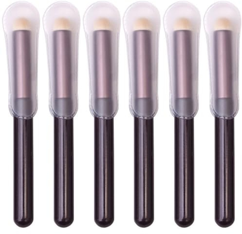 DIYEAH Lot de 6 Pinceaux de Maquillage Portables Manche en Plastique, Applicateurs Mousse pour Poudre, Correcteur et Fond de Teint, Kit Complet pour Maquillage Visage, pour Usage