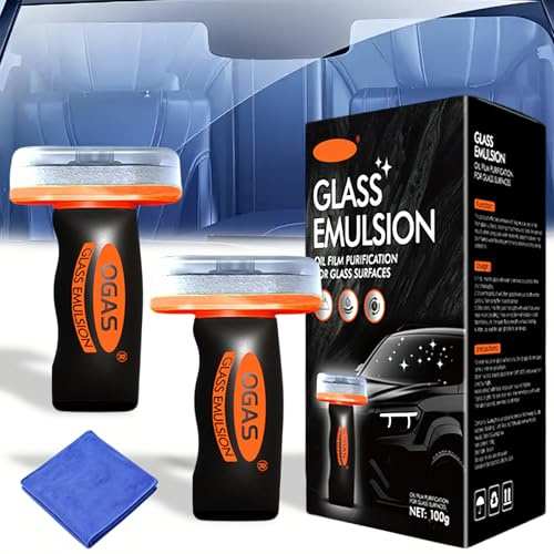 2Pcs Nettoyant Vitre Voiture Solido,Visibilité Claire glass emulsion | Détachant de Film d’Huile pour Pare-Brise Vitres Rétroviseurs Brosse Incluse,Voiture,Miroirs & Surfaces En Verre,200g