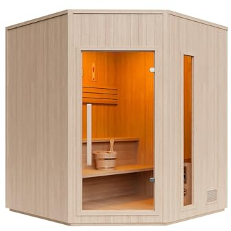 Vente-unique - Sauna angolare finlandese - 3/4 posti - L 150 x P 150 x H 200 cm - Kotka